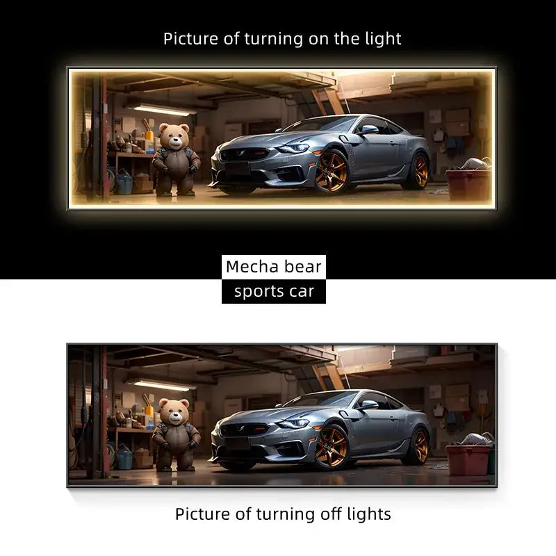 Modern silver sports car led wall lamp living room illuminated art