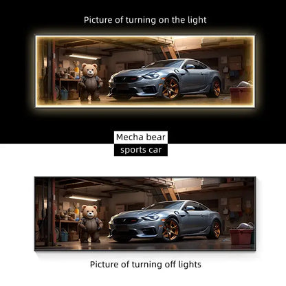 Modern silver sports car led wall lamp living room illuminated art
