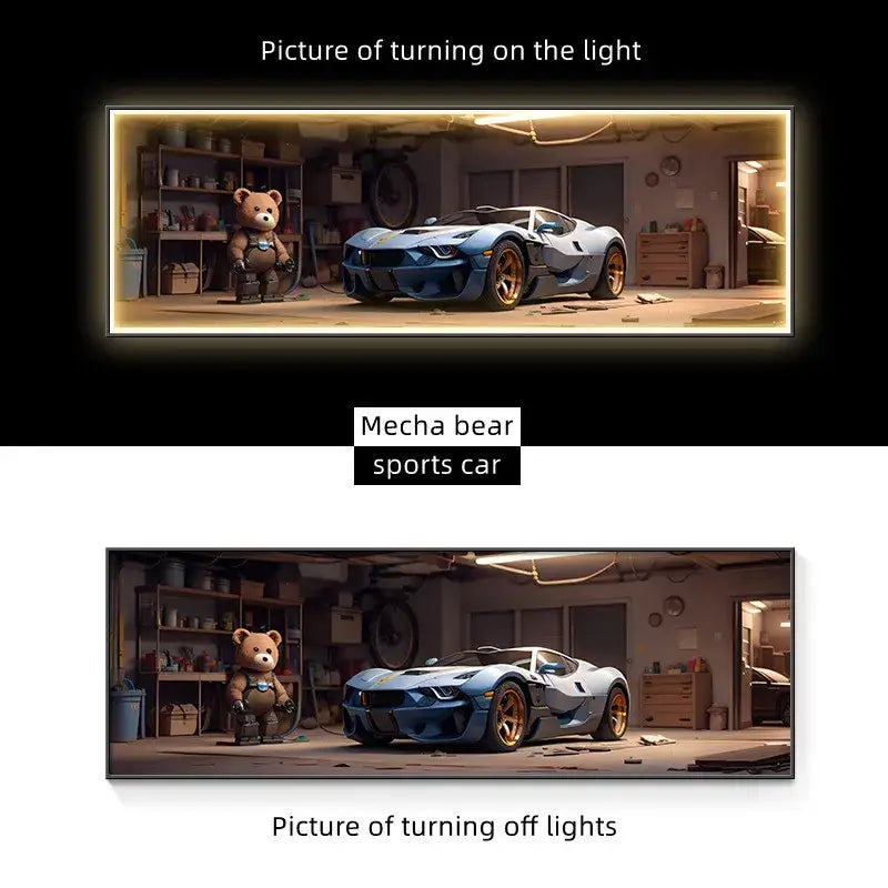 Modern silver sports car led wall lamp living room illuminated art