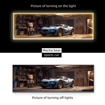 Modern silver sports car led wall lamp living room illuminated art