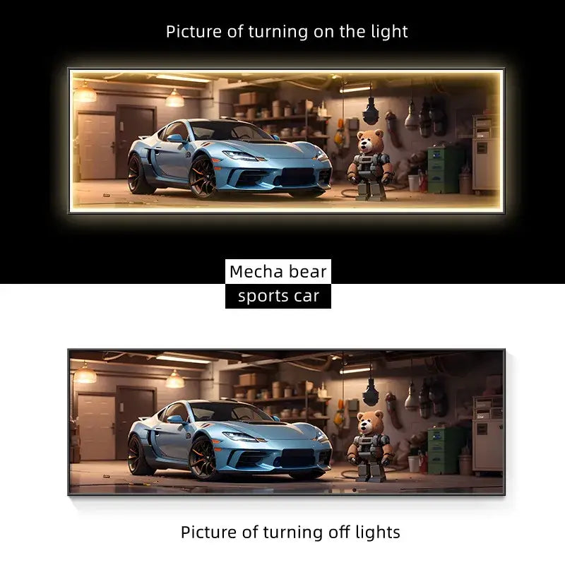 Modern silver sports car led wall lamp living room illuminated art