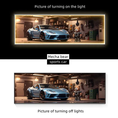 Modern silver sports car led wall lamp living room illuminated art