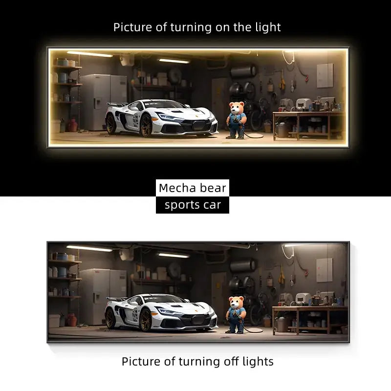 Modern silver sports car led wall lamp living room illuminated art