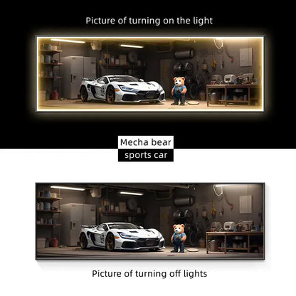 Modern silver sports car led wall lamp living room illuminated art