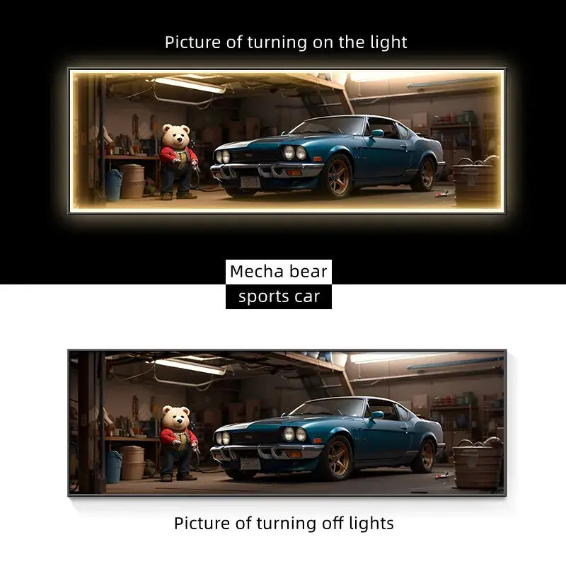 Modern silver sports car led wall lamp living room illuminated art