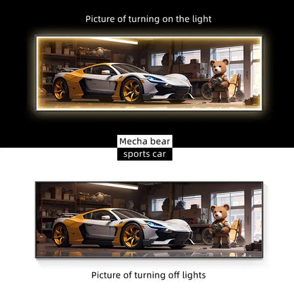 Modern silver sports car led wall lamp living room illuminated art