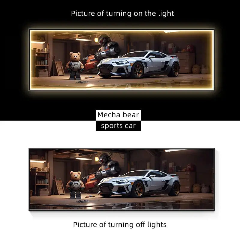 Modern silver sports car led wall lamp living room illuminated art