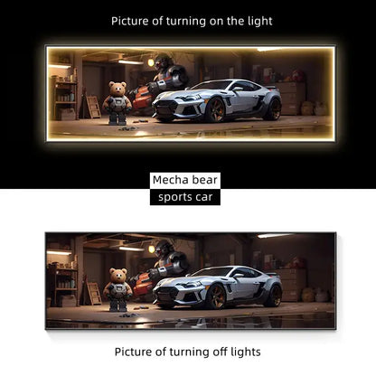Modern silver sports car led wall lamp living room illuminated art