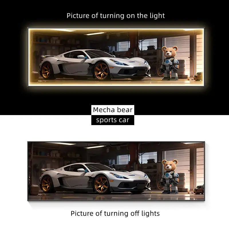 Modern silver sports car led wall lamp living room illuminated art