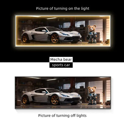 Modern silver sports car led wall lamp living room illuminated art