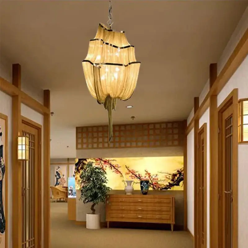 Modern silver tassel chain chandelier dining room led hanging lamp