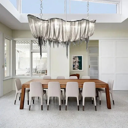Modern silver tassel chain chandelier dining room led hanging lamp