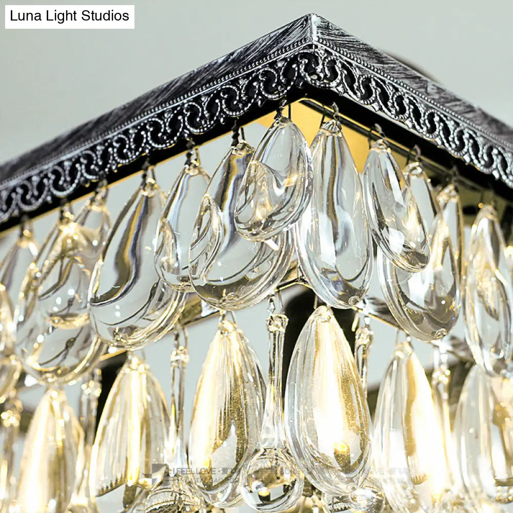 DecorBites™ Modern Silver Teardrop Crystal Ceiling Light with 4/6 Heads for Living Room Island