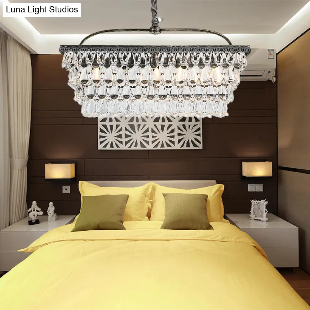 DecorBites™ Modern Silver Teardrop Crystal Ceiling Light with 4/6 Heads for Living Room Island