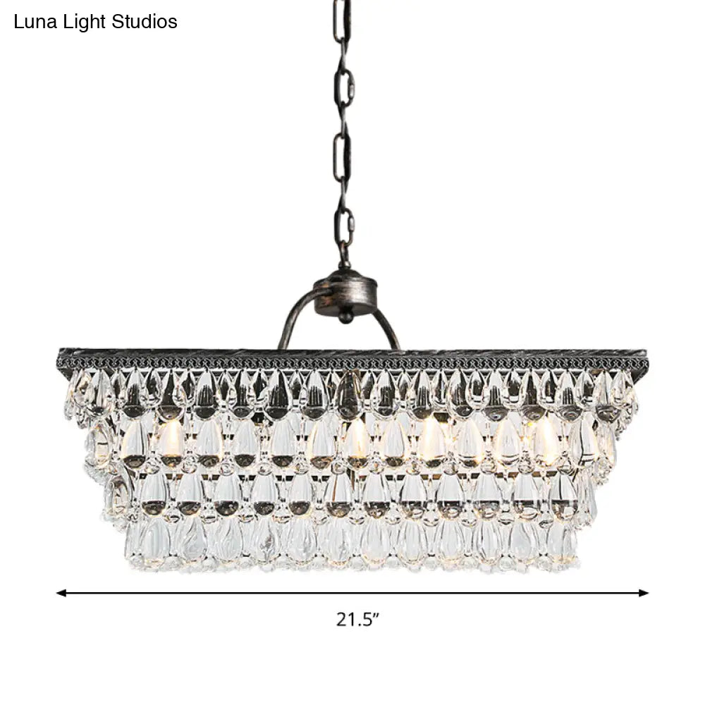 DecorBites™ Modern Silver Teardrop Crystal Ceiling Light with 4/6 Heads for Living Room Island