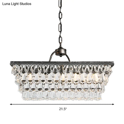 DecorBites™ Modern Silver Teardrop Crystal Ceiling Light with 4/6 Heads for Living Room Island