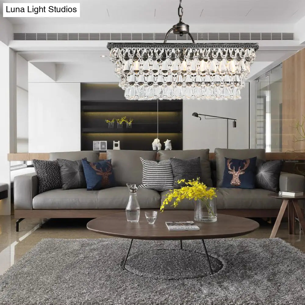 DecorBites™ Modern Silver Teardrop Crystal Ceiling Light with 4/6 Heads for Living Room Island