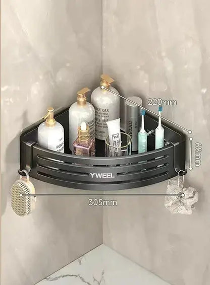Modern silver two tier corner shelf organizer bathroom storage rack