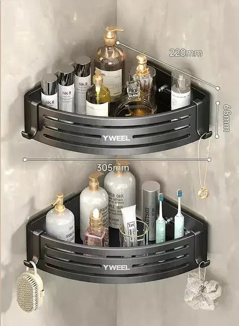 Modern silver two tier corner shelf organizer bathroom storage rack