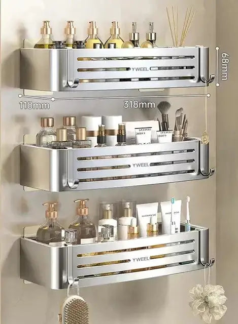 Modern silver two tier corner shelf organizer bathroom storage rack