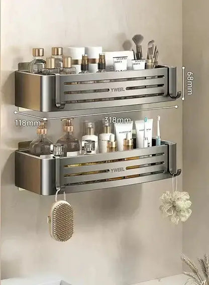 Modern silver two tier corner shelf organizer bathroom storage rack