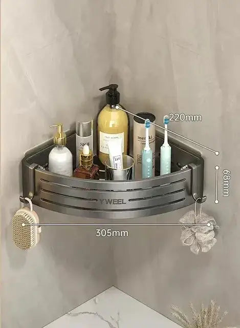 Modern silver two tier corner shelf organizer bathroom storage rack