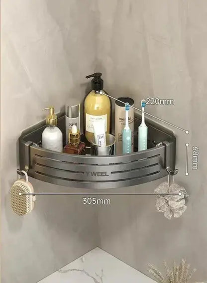Modern silver two tier corner shelf organizer bathroom storage rack