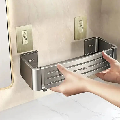 Modern silver two tier corner shelf organizer bathroom storage rack