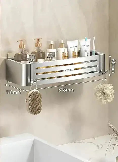 Modern silver two tier corner shelf organizer bathroom storage rack