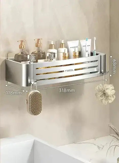 Modern silver two tier corner shelf organizer bathroom storage rack