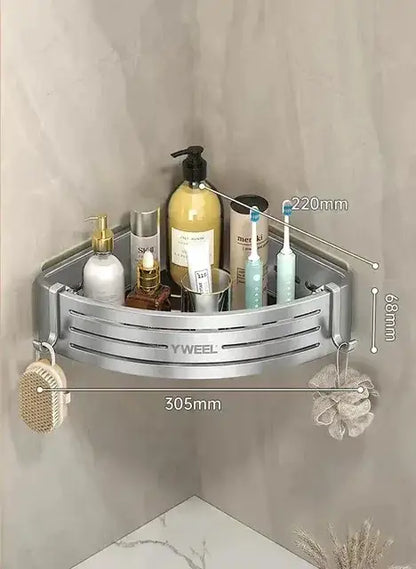 Modern silver two tier corner shelf organizer bathroom storage rack
