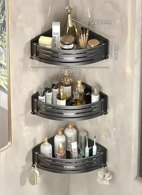 Modern silver two tier corner shelf organizer bathroom storage rack