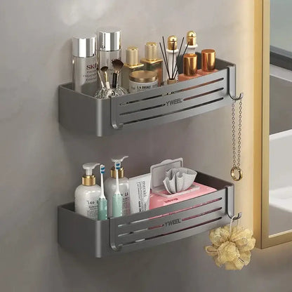 Modern silver two tier corner shelf organizer bathroom storage rack