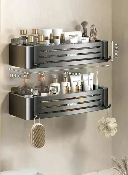 Modern silver two tier corner shelf organizer bathroom storage rack