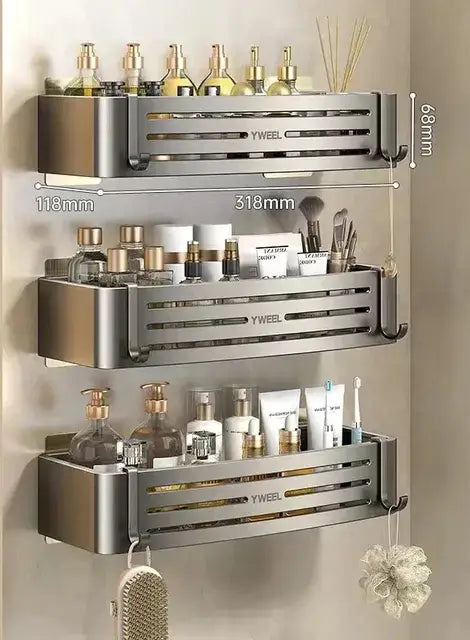 Modern silver two tier corner shelf organizer bathroom storage rack