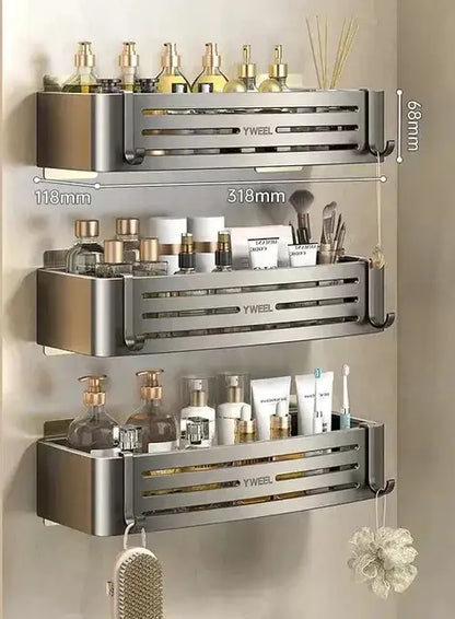 Modern silver two tier corner shelf organizer bathroom storage rack