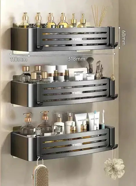 Modern silver two tier corner shelf organizer bathroom storage rack