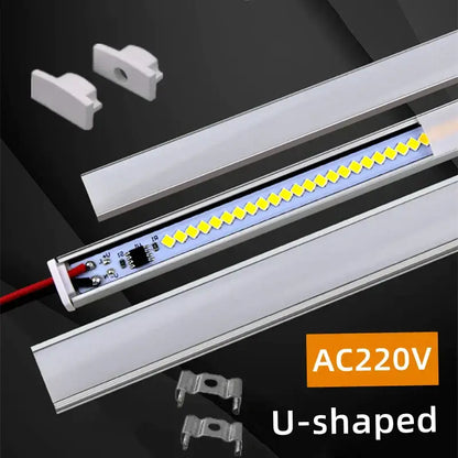 Modern silver u-shape led bar strip light kitchen under cabinet tube