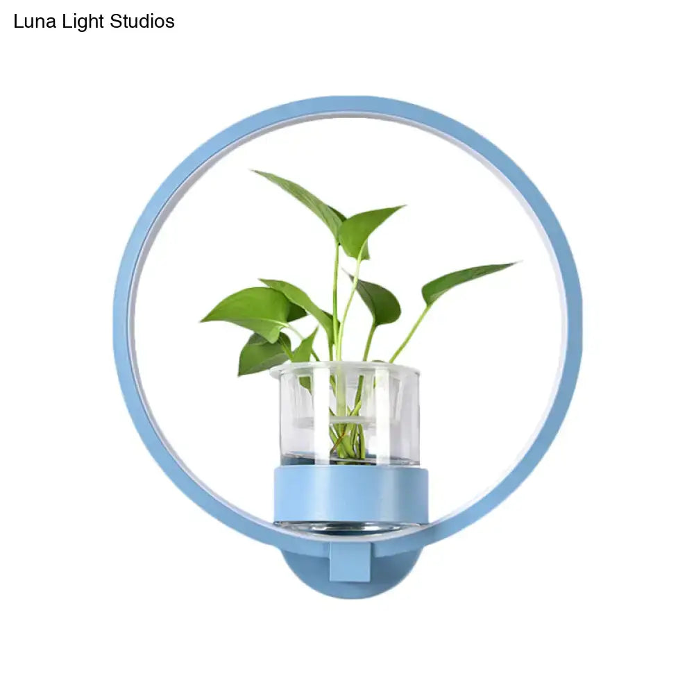 Modern silver wall light with plant pot – bedroom led sconce
