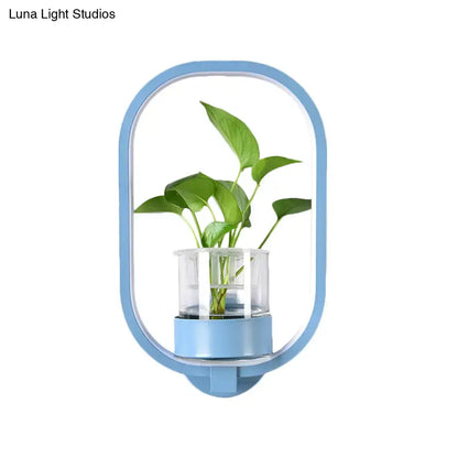 Modern silver wall light with plant pot – bedroom led sconce
