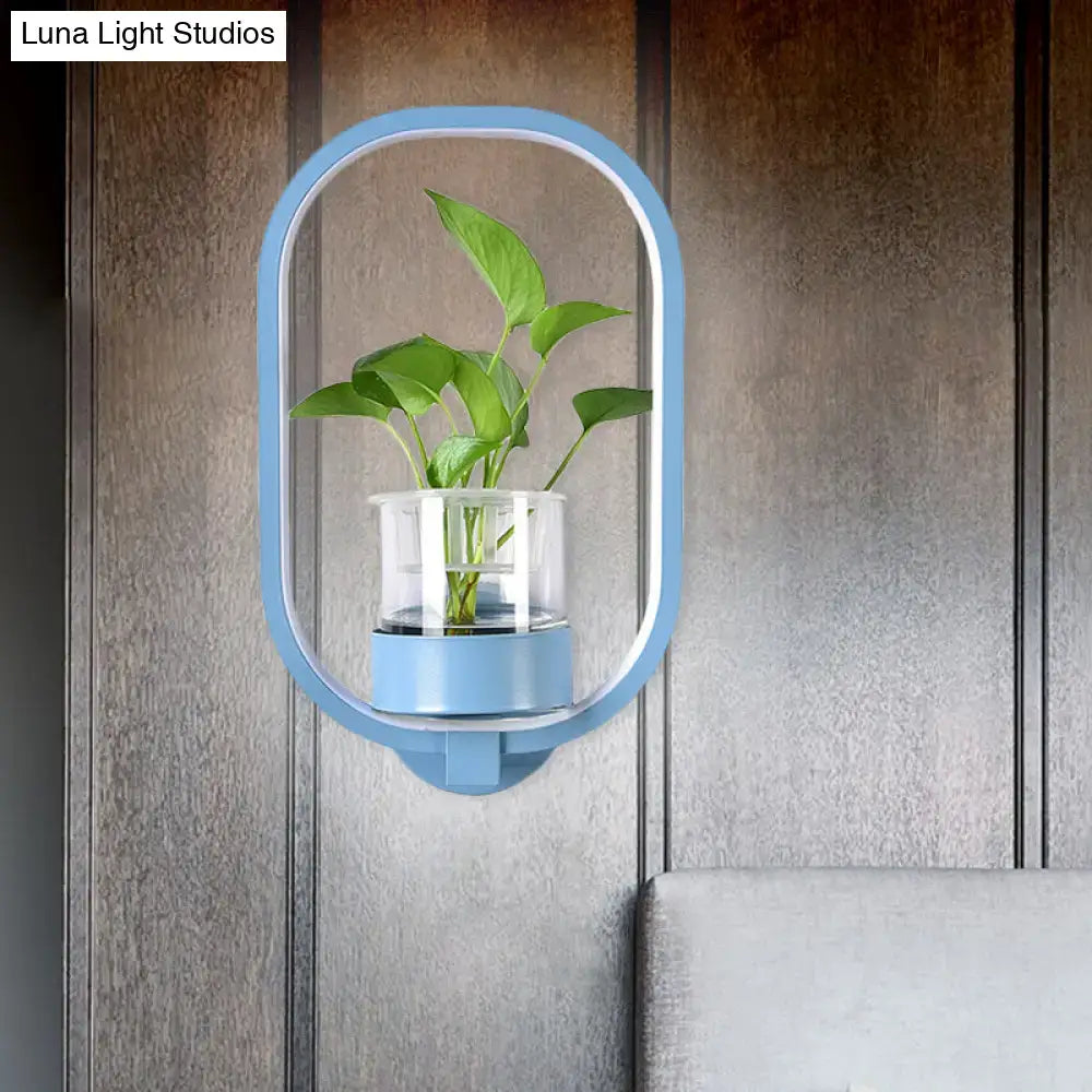 Modern silver wall light with plant pot – bedroom led sconce