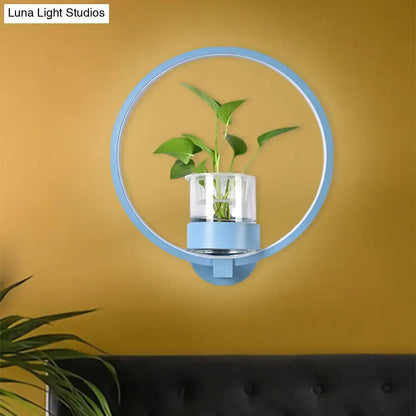 Modern silver wall light with plant pot – bedroom led sconce