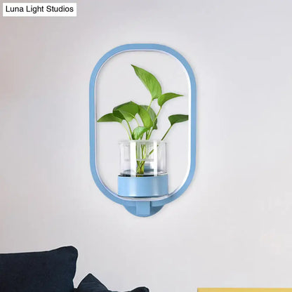 Modern silver wall light with plant pot – bedroom led sconce