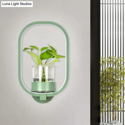 Modern silver wall light with plant pot – bedroom led sconce