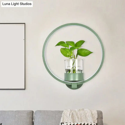 Modern silver wall light with plant pot – bedroom led sconce