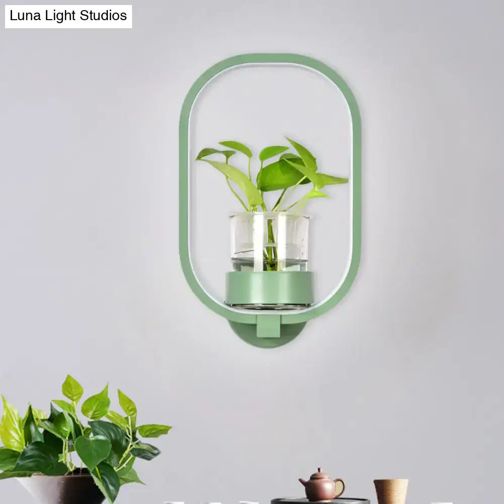 Modern silver wall light with plant pot – bedroom led sconce