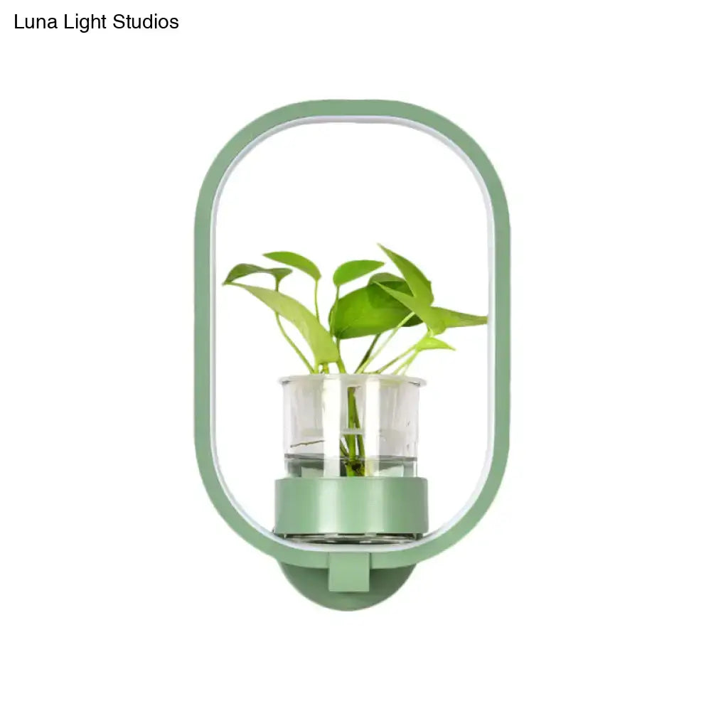 Modern silver wall light with plant pot – bedroom led sconce