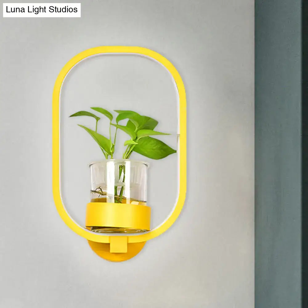 Modern silver wall light with plant pot – bedroom led sconce