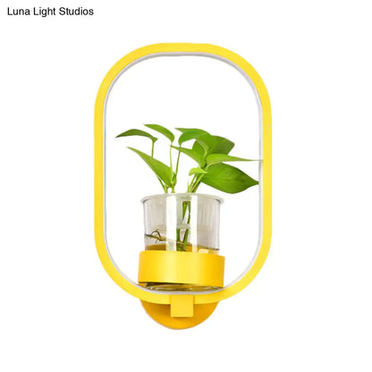 Modern silver wall light with plant pot – bedroom led sconce