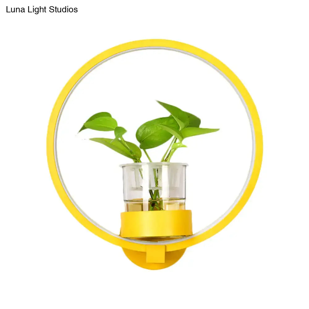 Modern silver wall light with plant pot – bedroom led sconce